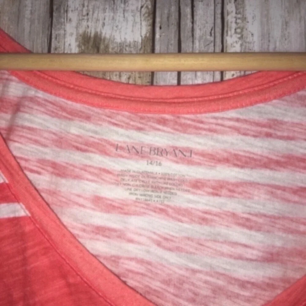 Lane Bryant Orange Striped Tee - Picture 5 of 5